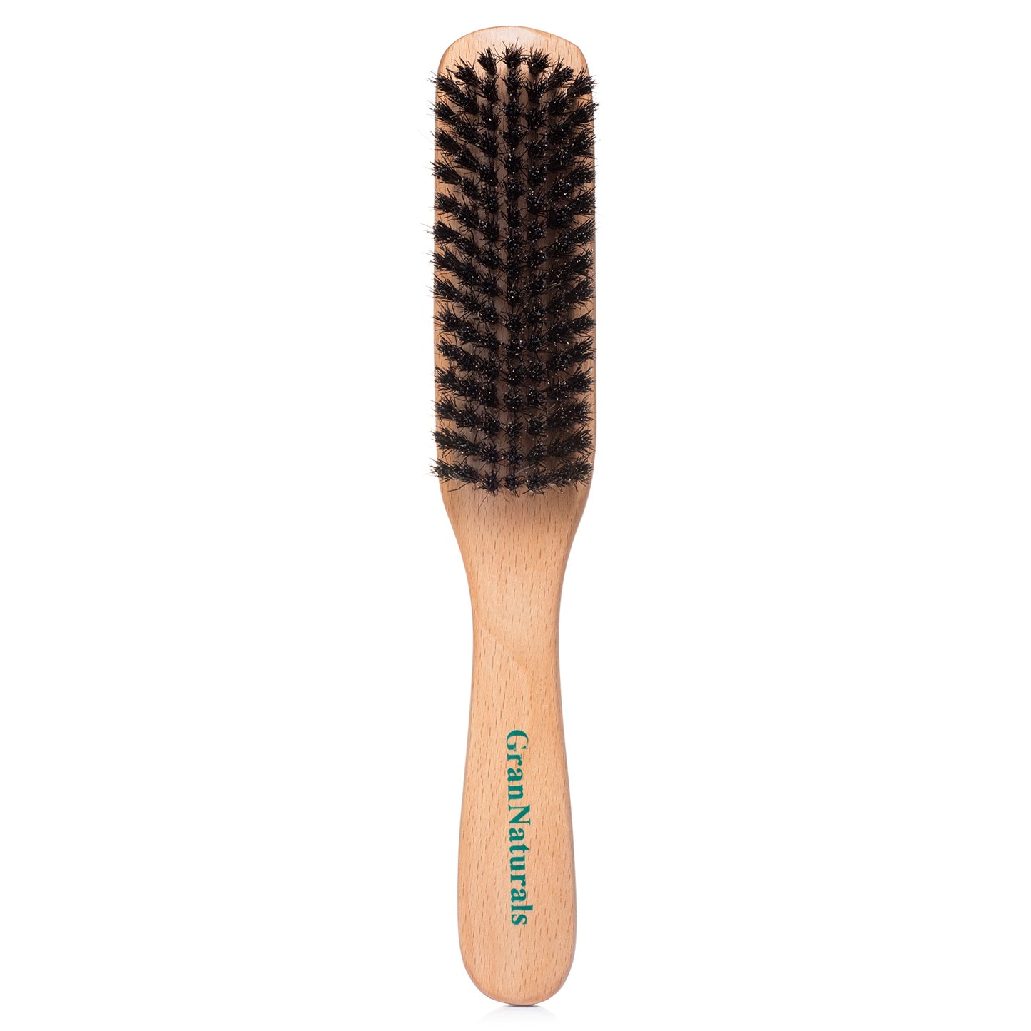 GranNaturals Boar Bristle Slick Back Brush – Soft/Medium Hairbrush for Smooth, Sleek, Frizz-Free Styles – Polishes & Lays Hair Flat – Wooden Handle