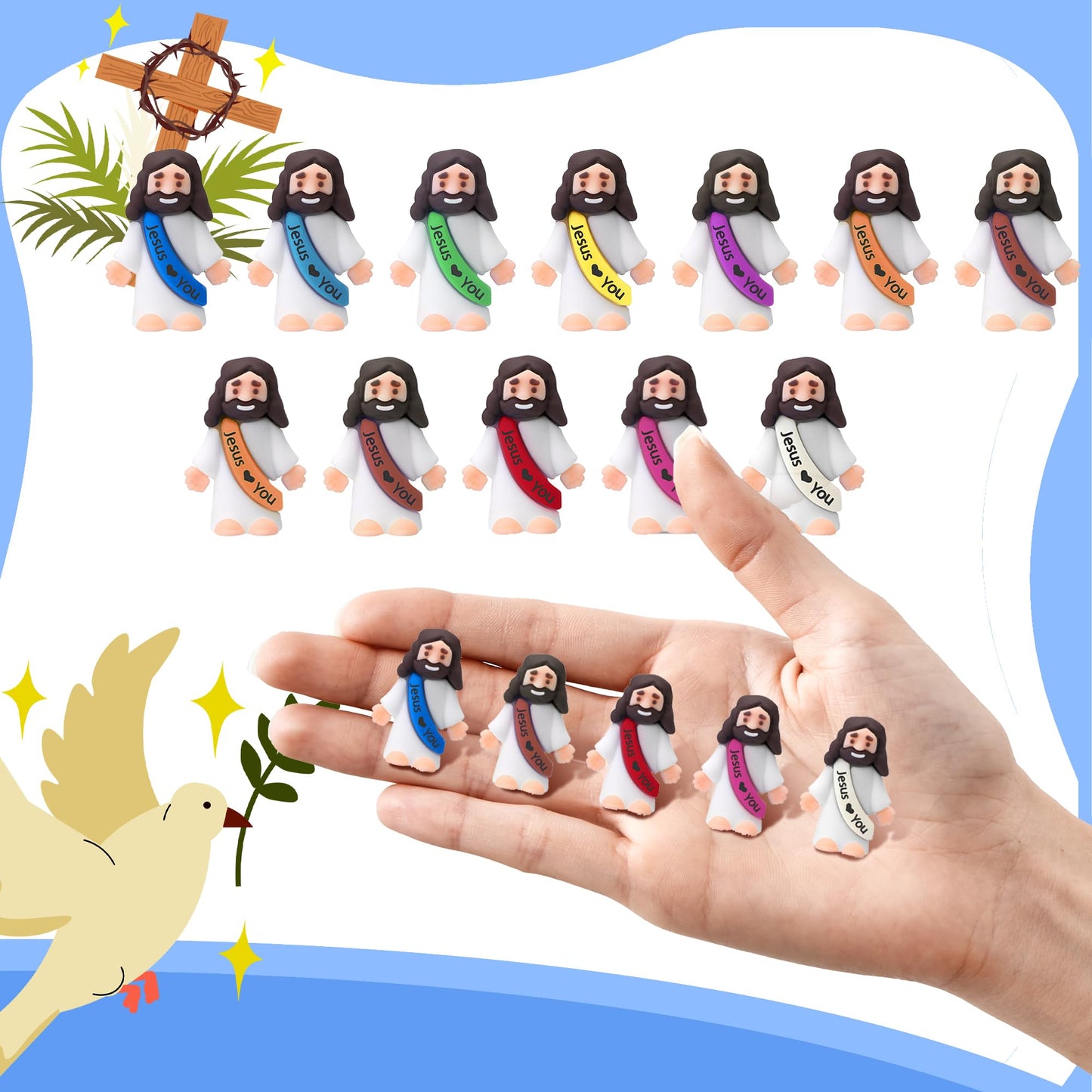 Ajabavbd 30 Pcs Little Jesus Figures, Action Figurines for Easter Egg Stuffers, Christian Gifts, Christmas & Hide-and-Seek Fun