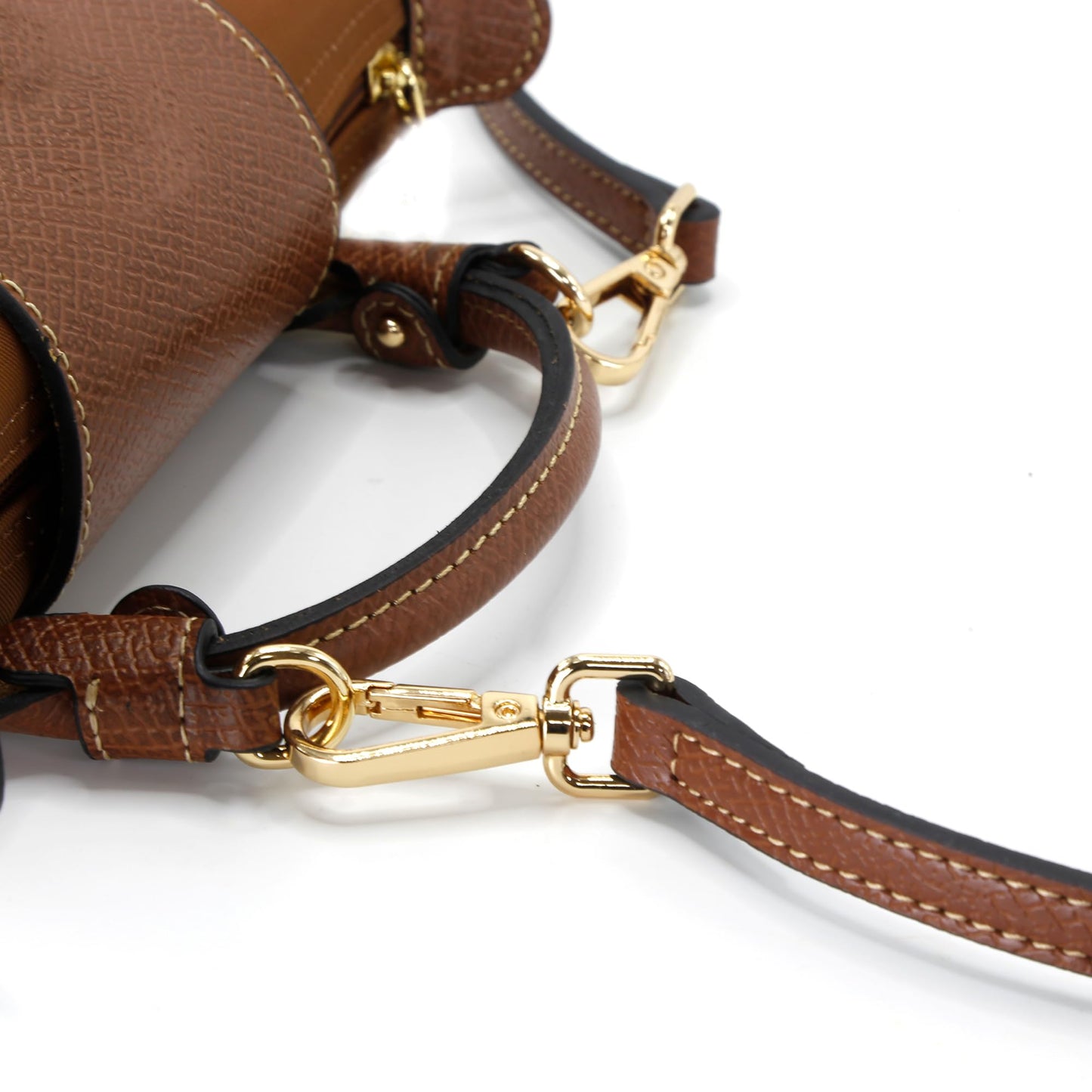 Mini Bags Leather Shoulder Strap Adjustable 94-114cm Bag Straps (brown&gold)