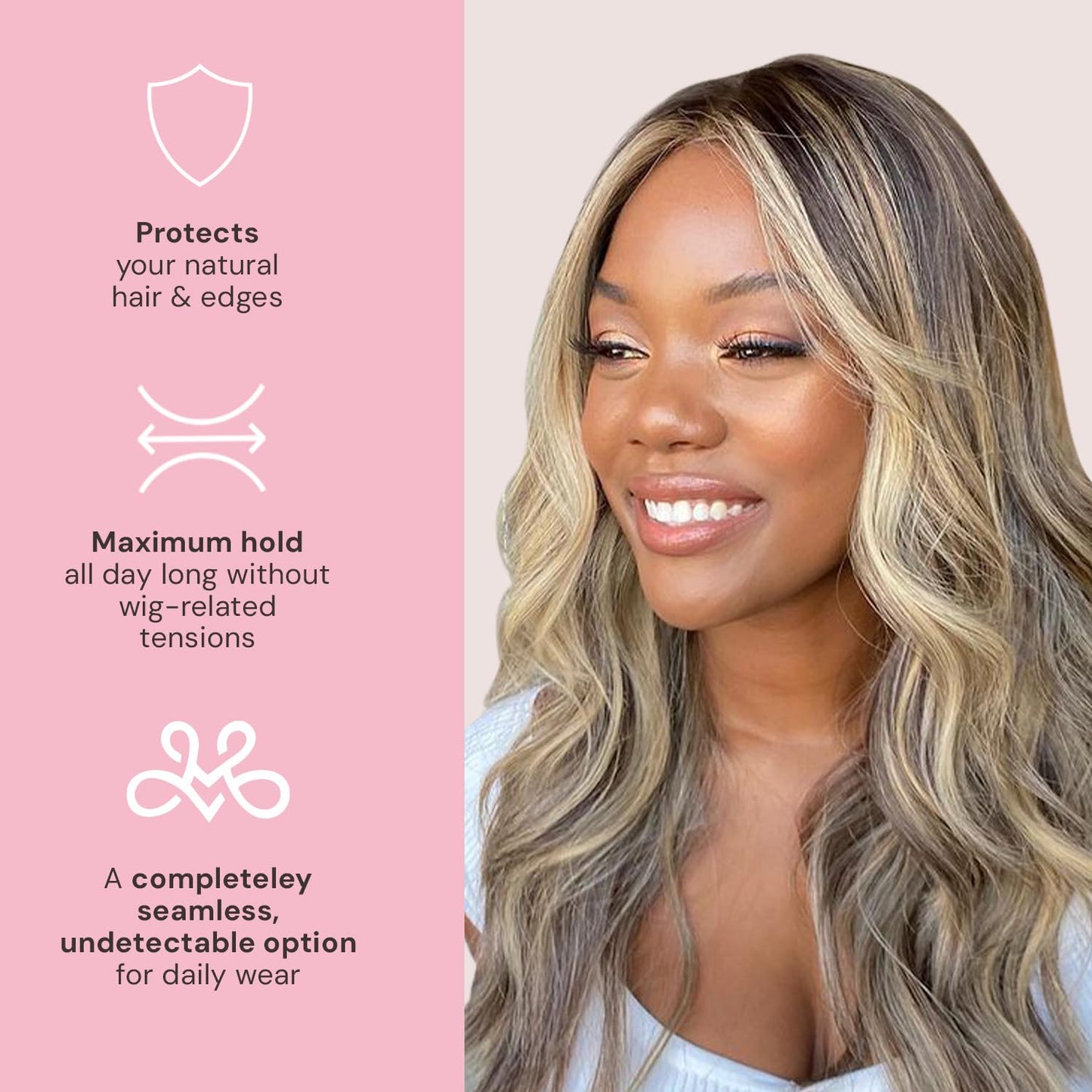 MILANO COLLECTION Premium Lace Wig Grip Band for Women – Adjustable, Reinforced Velvet Headband for Secure, Glueless Wig Hold, Nude
