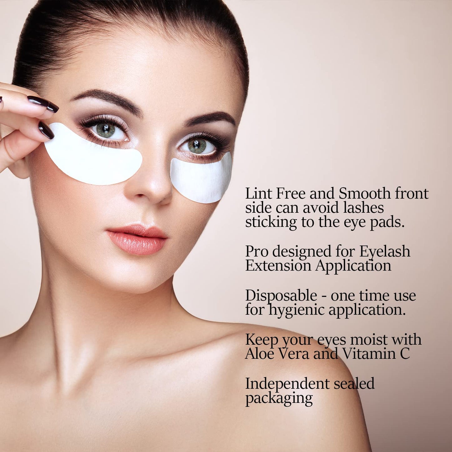 GreenLife 150 Pairs Natural Eyelash Extension Under Eye Gel Pads with Collagen & Aloe Vera Hydrogel, Eyelash Extension Tool Kit