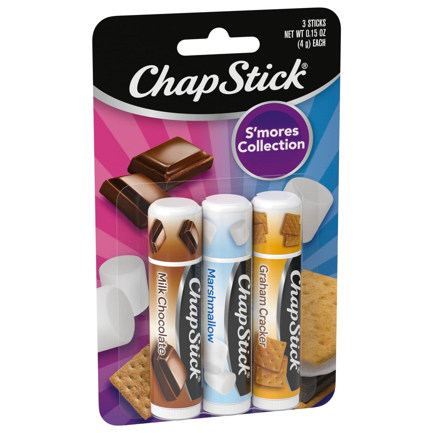 ChapStick S'more Collection Variety Pack Lip Balm Tube, Lip Care, 0.15 Ounce (Pack of 3)