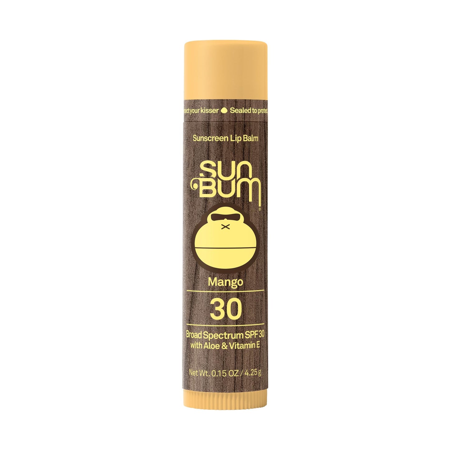 Sun Bum SPF 30 Mango Lip Balm - Moisturizing Aloe & Vitamin E, Vegan, Cruelty-Free, Broad Spectrum UVA/UVB Protection, 0.15 oz Stick