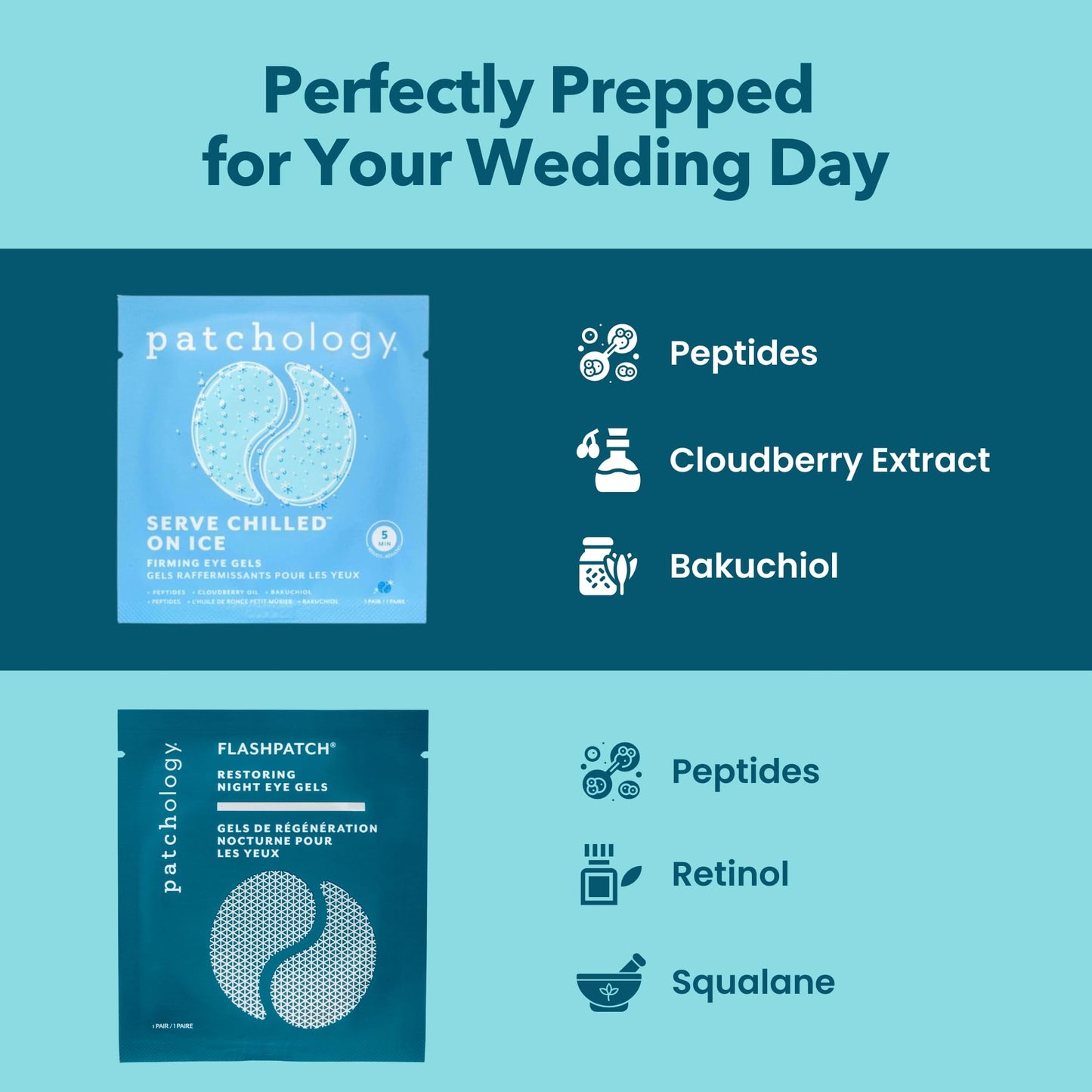 Patchology Bridal Shower Gift Set – “Something Blue” Cooling Under Eye Patches for Brides & Bridesmaids, Depuffing & Firming Gel Masks