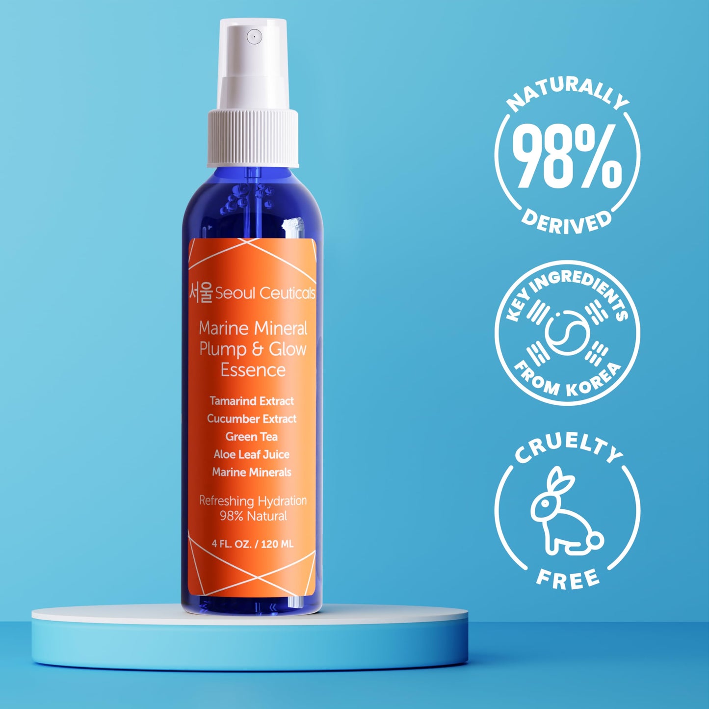 SeoulCeuticals Korean Skin Care Essence Toner Spray - Cucumber, Marine Minerals & Organic Aloe for Hydrated, Youthful Glow