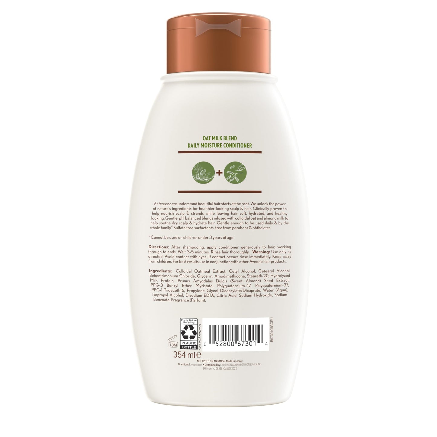 Aveeno Oat Milk Blend Moisturizing Conditioner, Ultra-Hydrating, for Dry, Damaged Hair, 12 fl oz