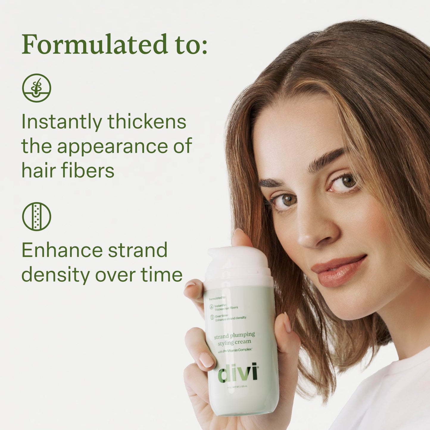 divi Strand Styling Cream, Hair Thickening Treatment for Fine Hair, Volumizing and Frizz Control