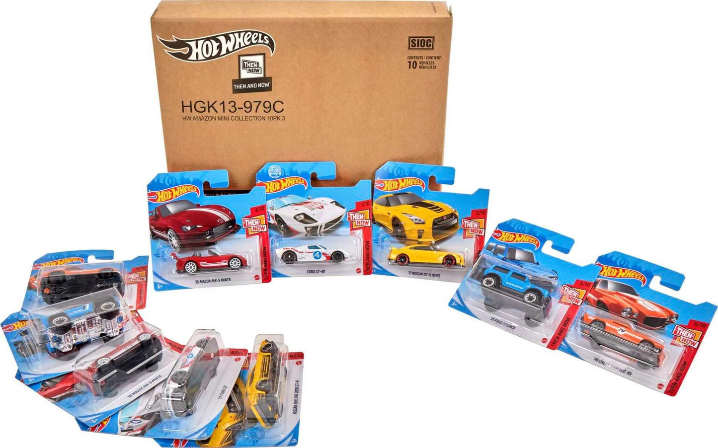 Hot Wheels Toy Cars or Trucks 10-Pack, Amazon Set of 10 1:64 Scale Vehicles for Kids & Collectors (Styles May Vary)