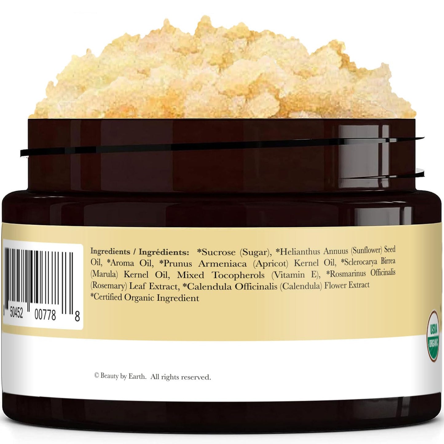 Organic Vanilla Coconut Body Scrub – USA-Made Sugar Exfoliator for Dry & Sensitive Skin, Moisturizes, Removes Dead Skin & Ingrown Hair