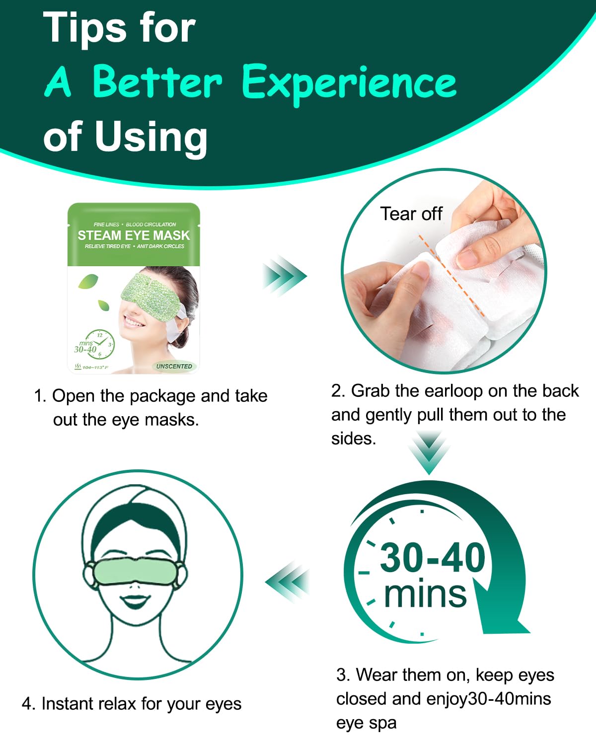 16 Pack Steam Eye Masks for Dry Eyes โ Self-Heating Warm Compress for Fatigue & Puffiness Relief, Disposable Spa Eye Masks for Travel & Relaxation, Unscented