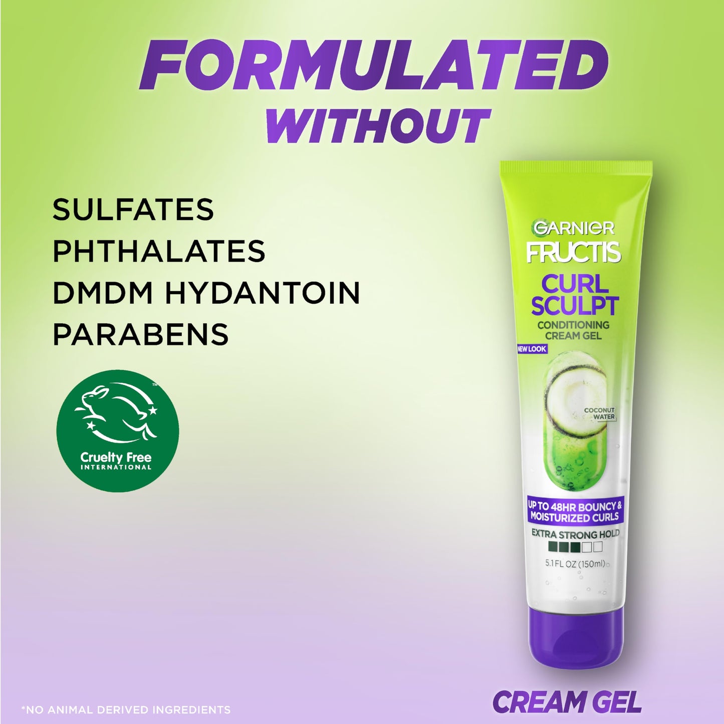 Garnier Fructis Style Curl Sculpt Conditioning Cream Gel for Bounce & Moisture, 5.1 Fl Oz, 1 Count (Packaging May Vary)