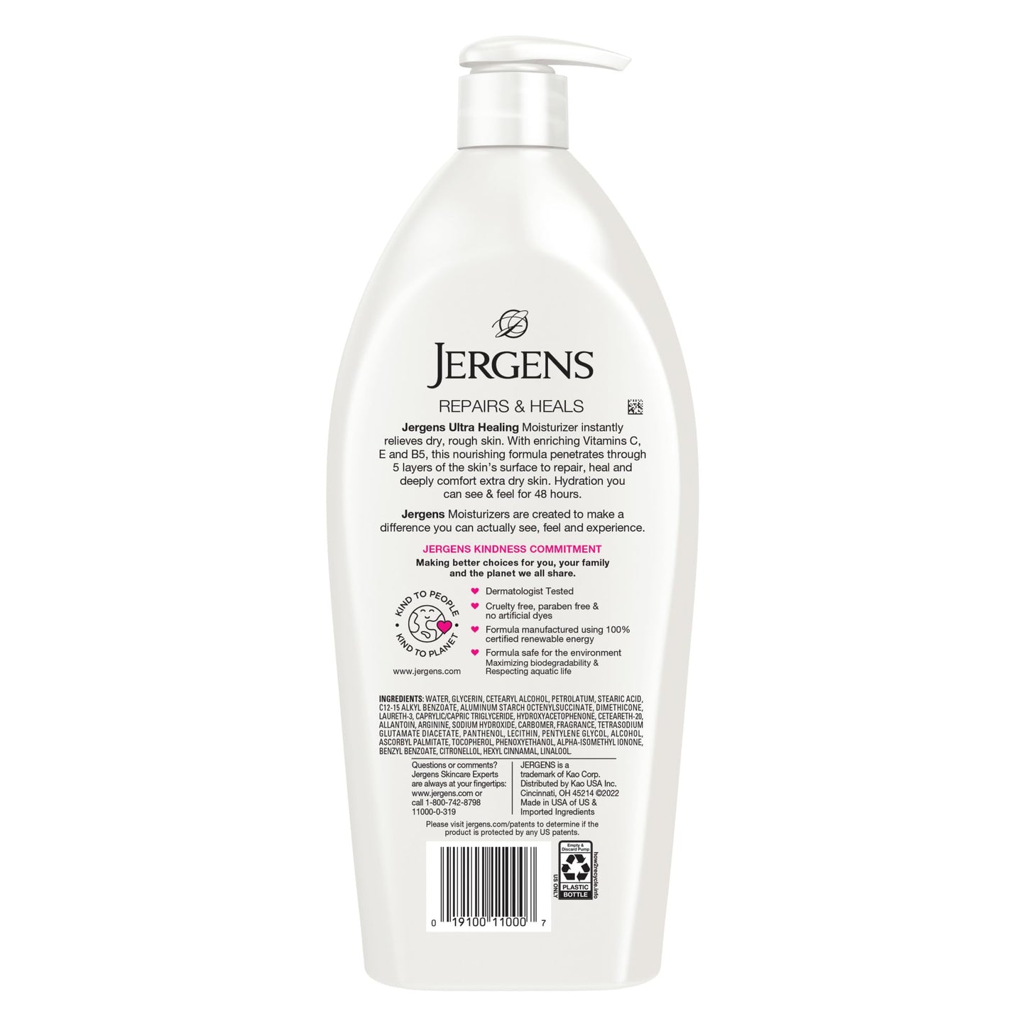 Jergens Ultra Healing Dry Skin Lotion – Hand & Body Moisturizer with Hydralucence, Vitamins C, E & B5 for Extra Dry Skin, 32oz/6.8 fl oz