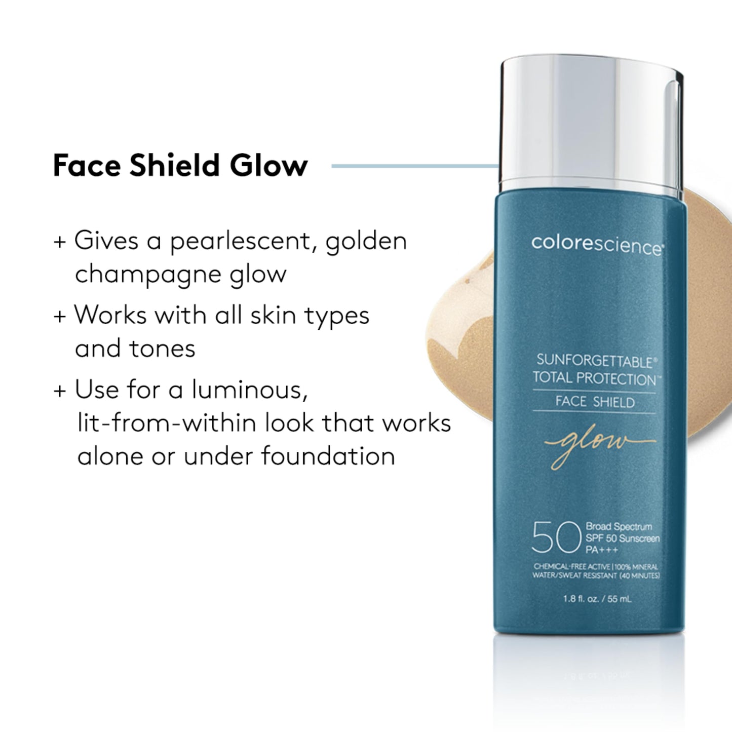 Colorescience Sunforgettable Total Protection Face Shield Glow SPF 50, Glow, 1.8 Fl Oz