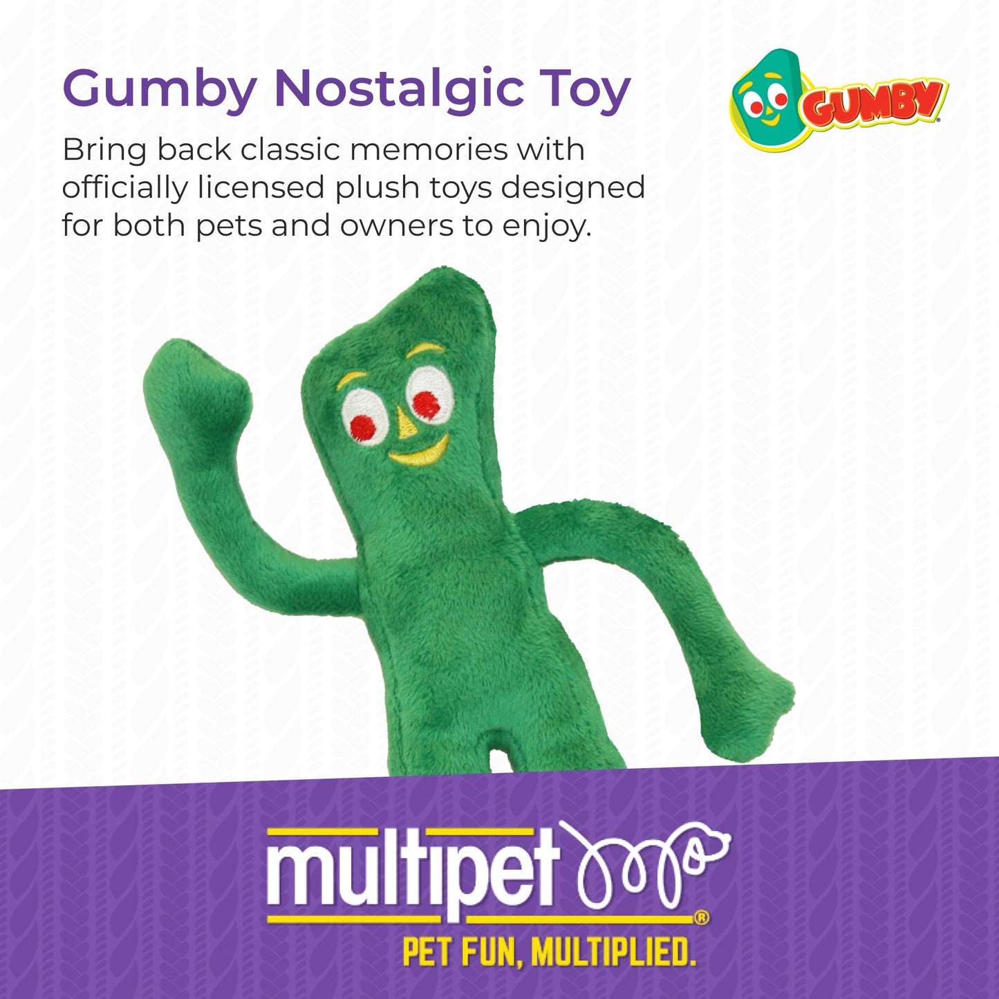 Multipet Gumby Dog Plush Toy, 9" Green – Soft Squeaky Stuffed Animal with Flexible Arms & Legs for Dogs to Cuddle, Fetch & Play