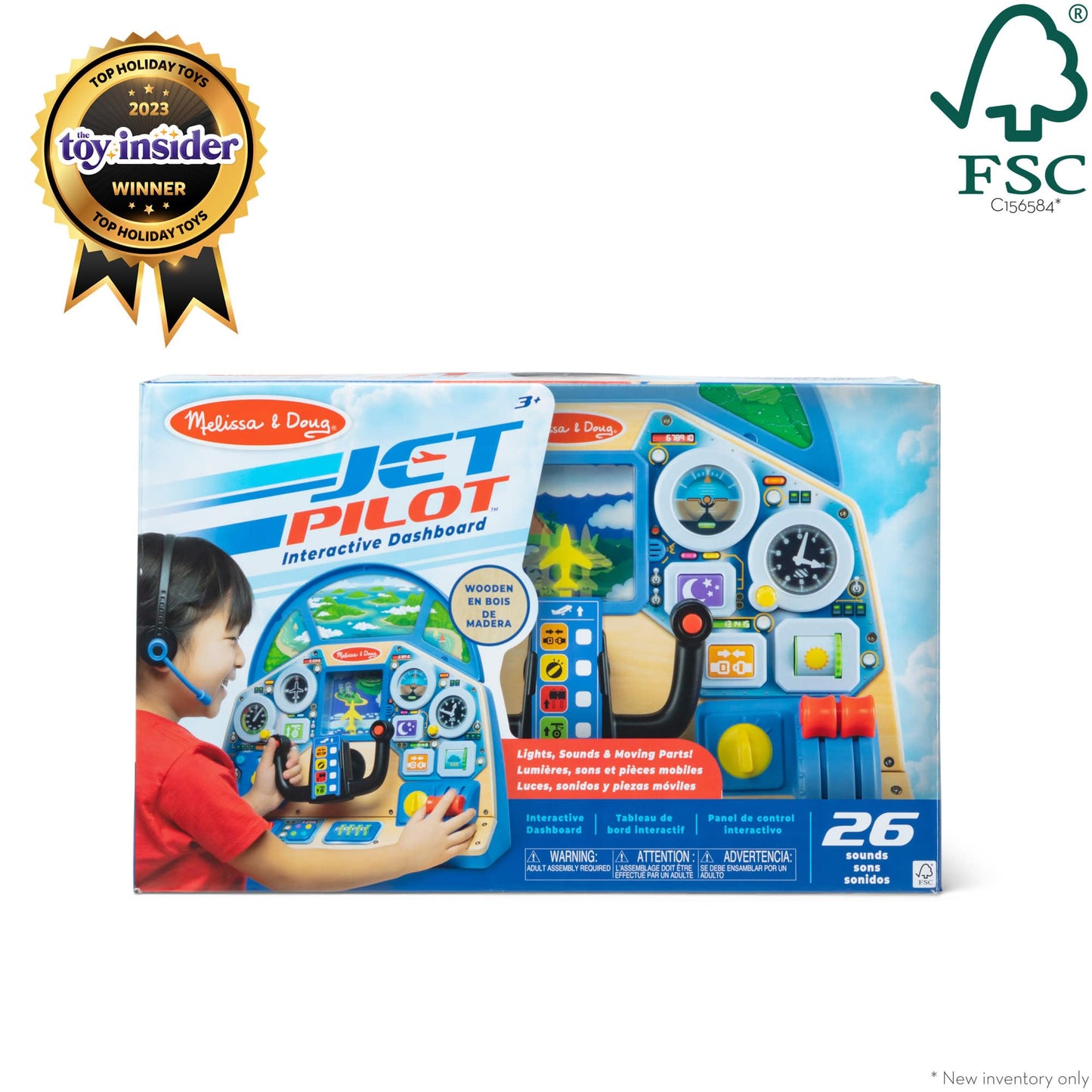 Melissa & Doug Jet Pilot Interactive Dashboard Wooden Toy for Boys and Girls Ages 3+ - FSC Certified