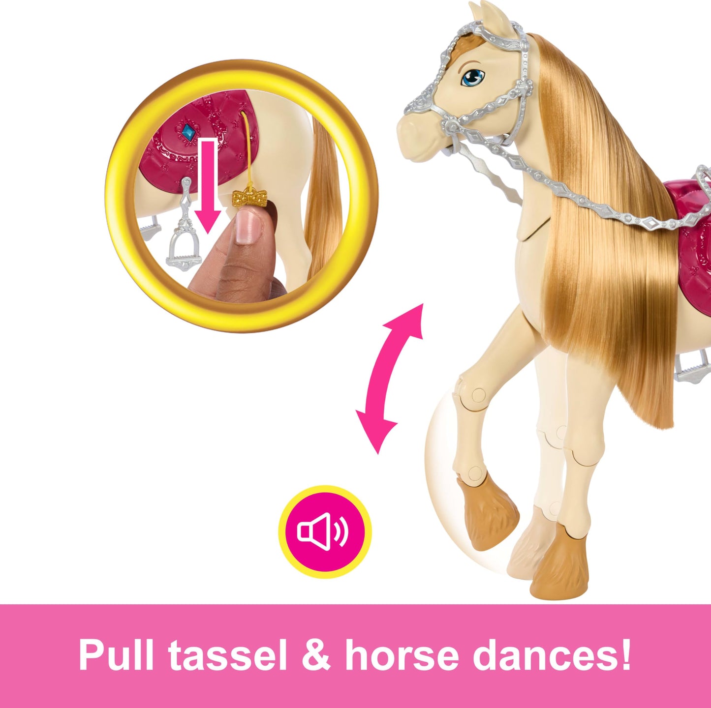 Barbie Horse with Sounds, Music & Accessories, Inspired The Great Horse Chase, Toy Moves, Dances & Blinks Eyes