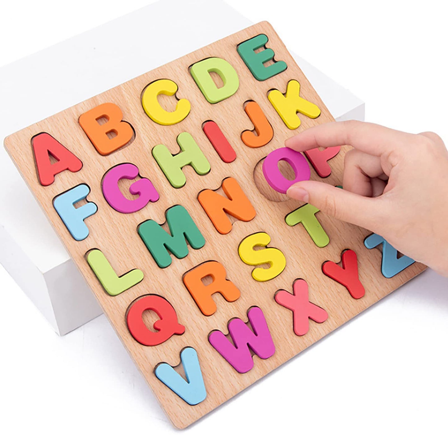 Wooden Puzzles for Toddlers – 3-Pack Alphabet & Number Shape Puzzles, Montessori Learning Toy for Kids Ages 3, Boys & Girls
