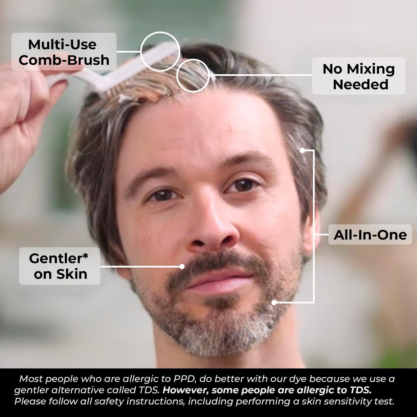 Simpler Men's Hair Color Kit - Full Gray Coverage - Natural Black & Beard Dye - Easy Application for 100% Gray Hair - Natural Black