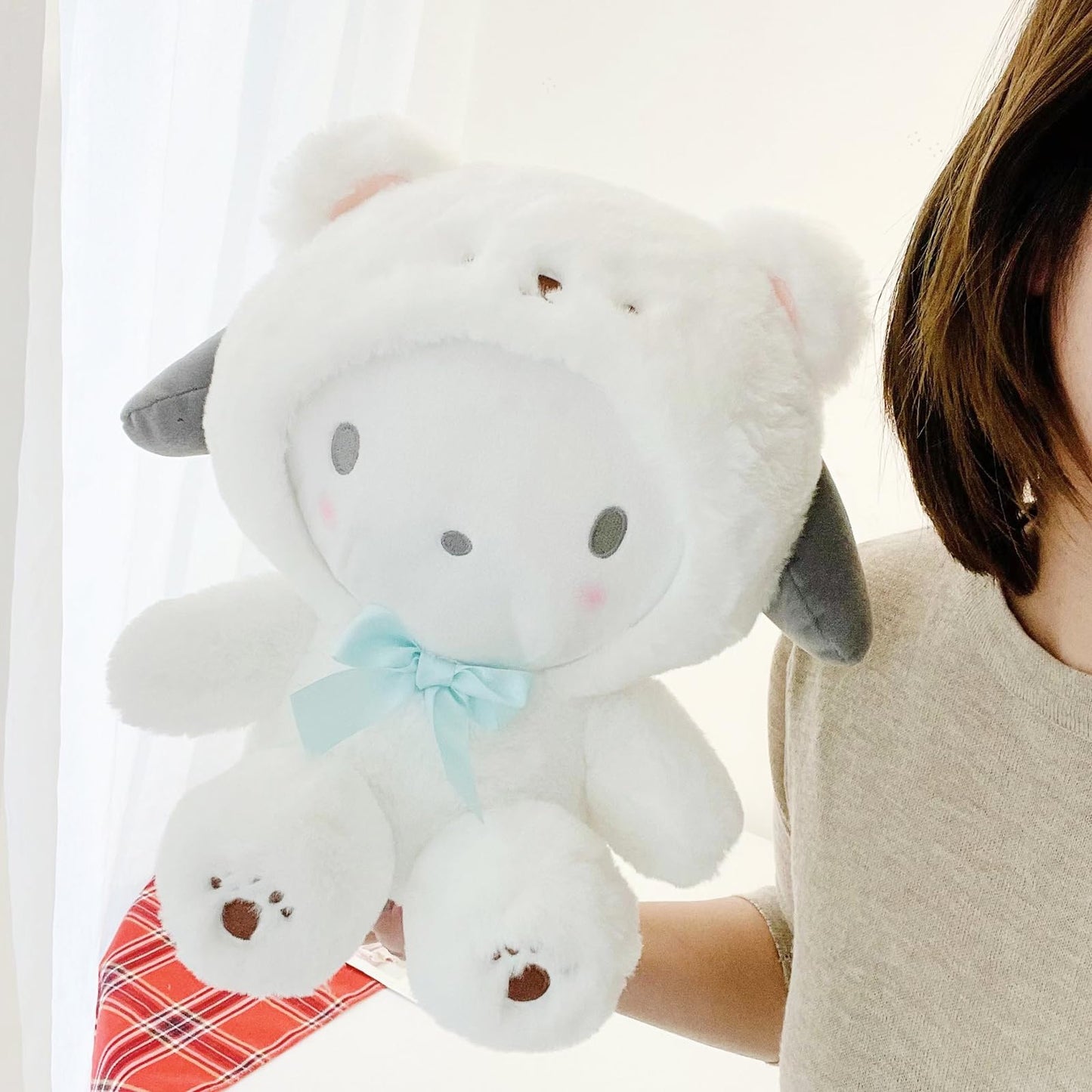 MJJAOQYF Kawaii White Bear Plush Doll – Soft Stuffed Animal, Cross-Dressing Series Pillow Toy, Cute Birthday Gift for Kids & Girls