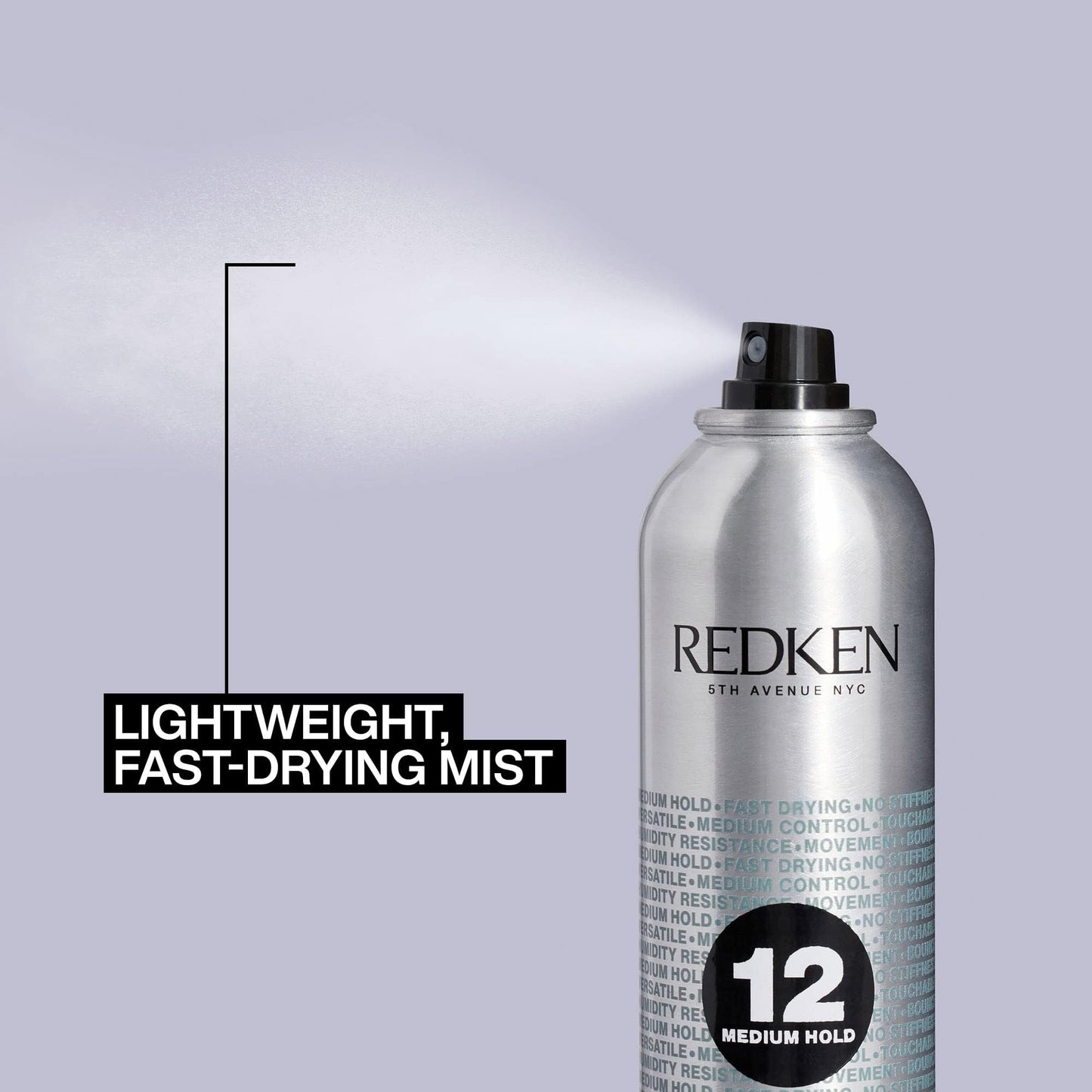 Redken Brushable Hairspray 12, For All Hair Types, Protects Against Frizz & Humidity, 10.4 Oz
