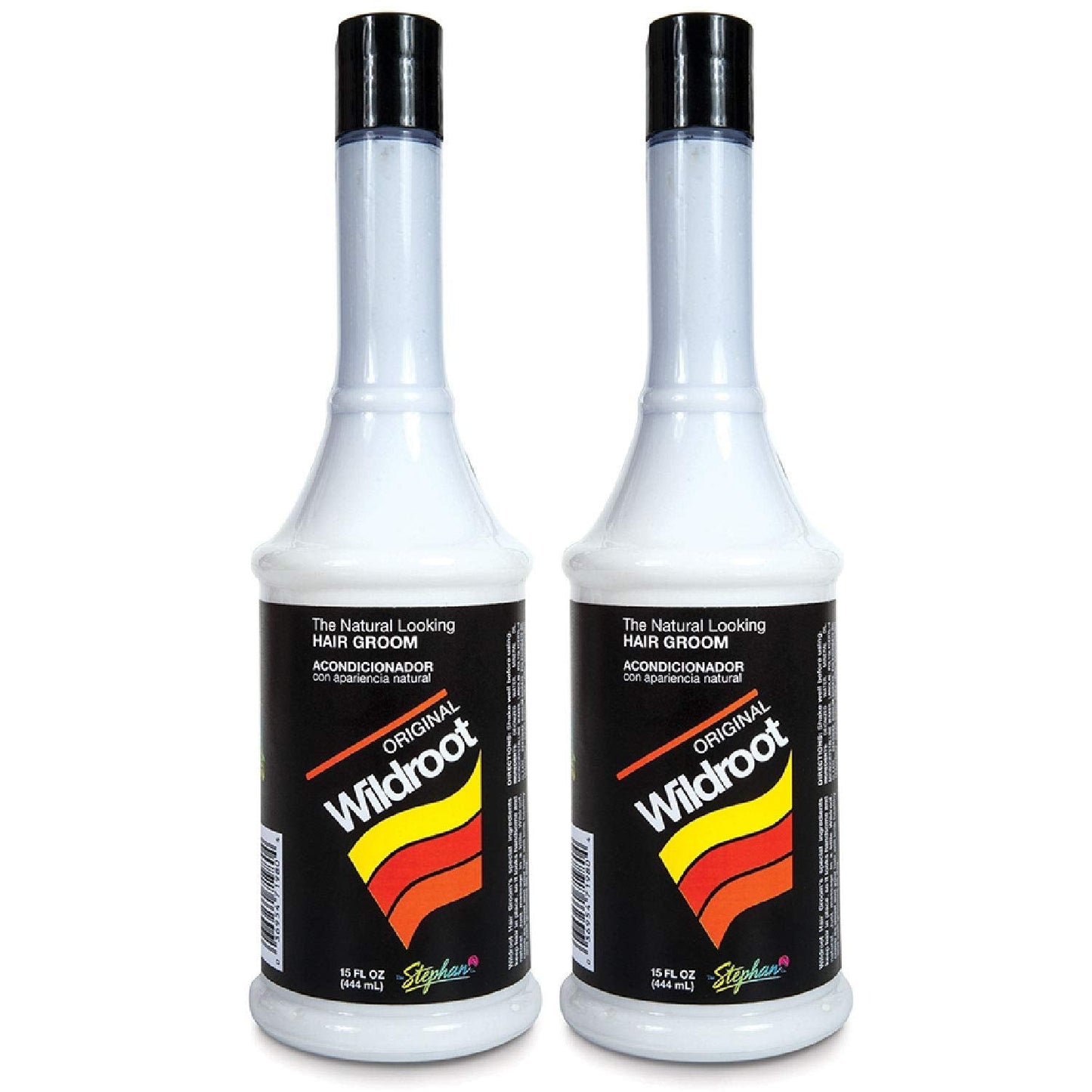 Two bottles of Wildroot hair product on a white background