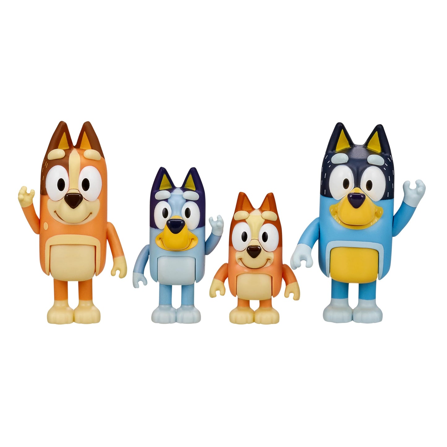 Bluey Family Figure Pack of 4, Robust Poseable Character Toys with Bingo, Chilli, and Bandit Figures, Toddler-Sized Animal Figurines for Kids Ages 3+