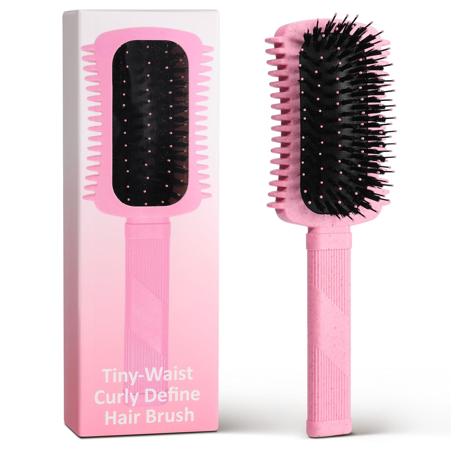 Auhrjomra Curl Defining Brush Pink – Volumizing Curly Hair Brush for Detangling, Shaping & Styling Curls, Waves & Coils, Reduces Frizz
