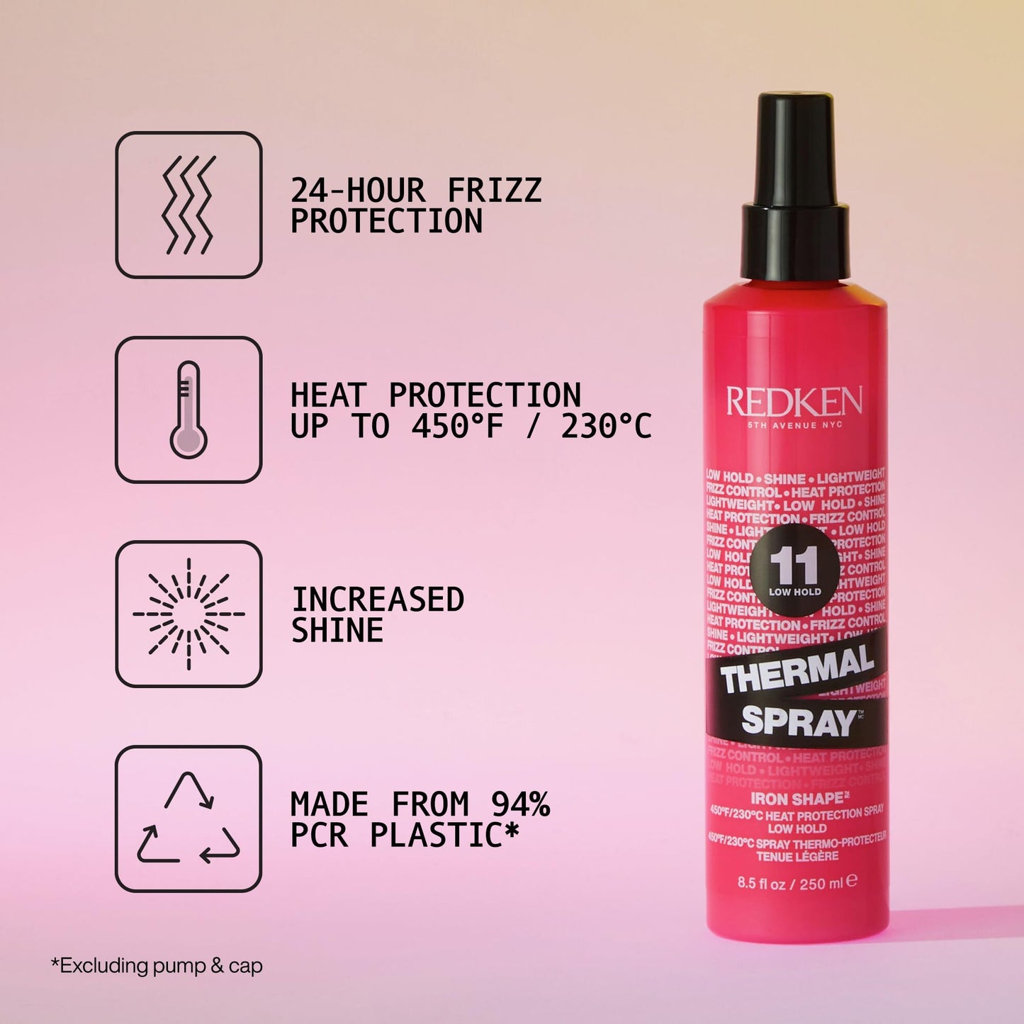 Redken Thermal Spray 11 Low Hold For All Hair Types - Provides a Smooth, Silky & Frizz-Free Blow-Dry Finish while Protecting Against Heat Damage