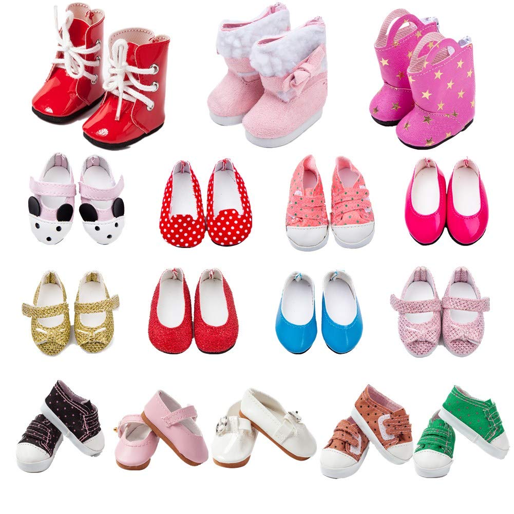 6 Pairs Doll Shoes Fits 14.5 Inch Doll American Wellie Wishers Dolls 100% Get Boots Doll Accessories