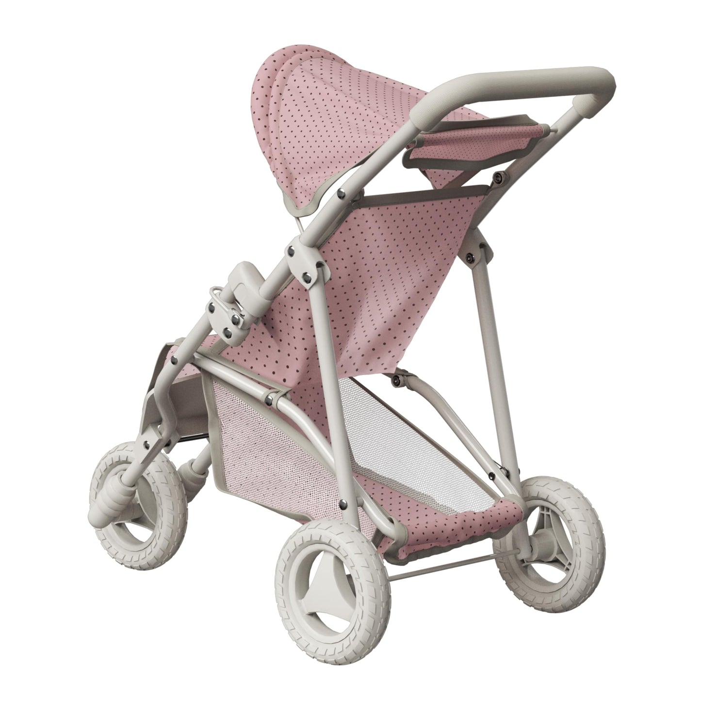Olivia's Little World Doll Jogging-Style Stroller with Canopy, Storage Underneath, Pink and Cream and Gray