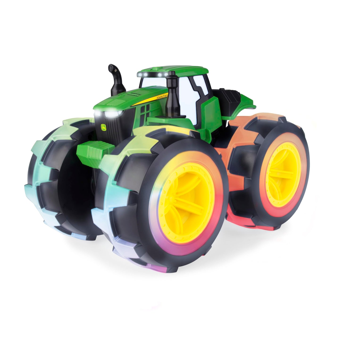 TOMY Monster Treads Lightning Wheels - Deluxe Rainbow Tractor - John Deere Tractor Toys - Light Up Monster Truck Toy with Rainbow Lights and Sounds - Ages 3 Years and Up