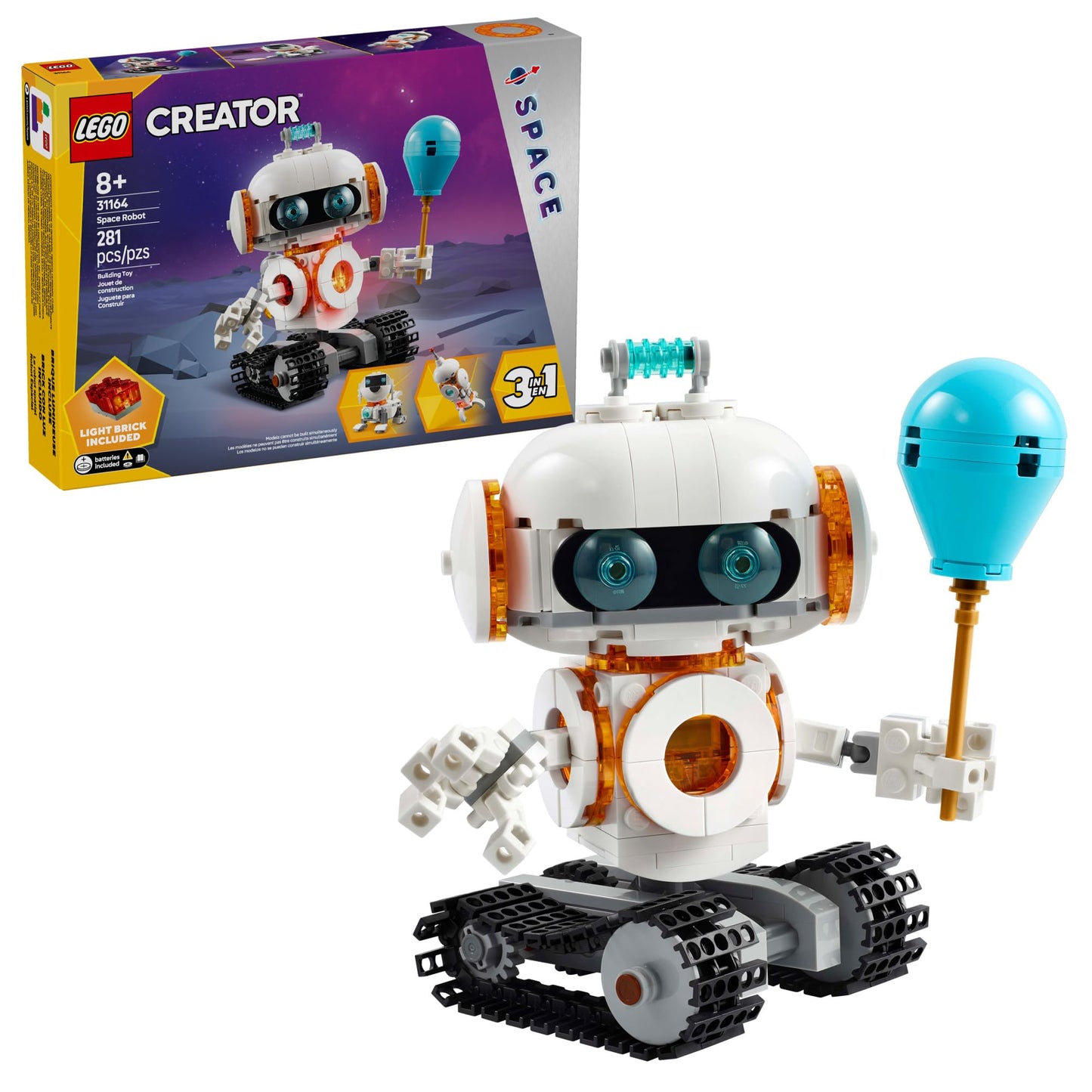 LEGO Creator 3-in-1 Space Robot 31164 Building Kit – Build Robot, Spaceship, or Space Dog – STEM Toy for Kids, Great Gift for Boys & Girls 8+