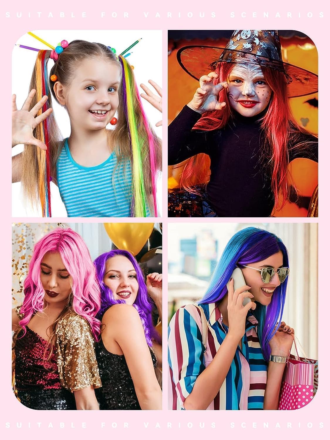 Kalolary 10 Color Temporary Hair Chalk Comb Set, Washable Hair Dye for Girls Kids Gifts on Birthday Cosplay Party for Age 4 5 6 7 8 9 10 12 13