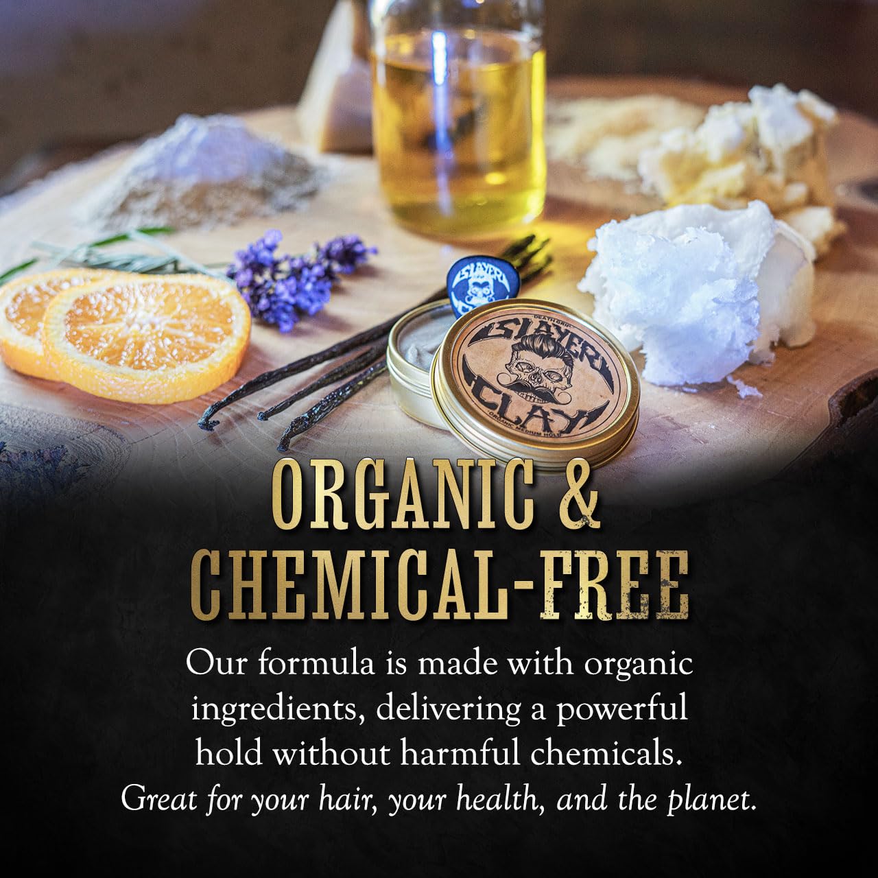 Death Grip Slayer Hair Clay for Men – Organic Medium Hold Styling Clay with Bentonite – Matte Finish, Non-Greasy, Anti-Dandruff, 2 Oz Tin