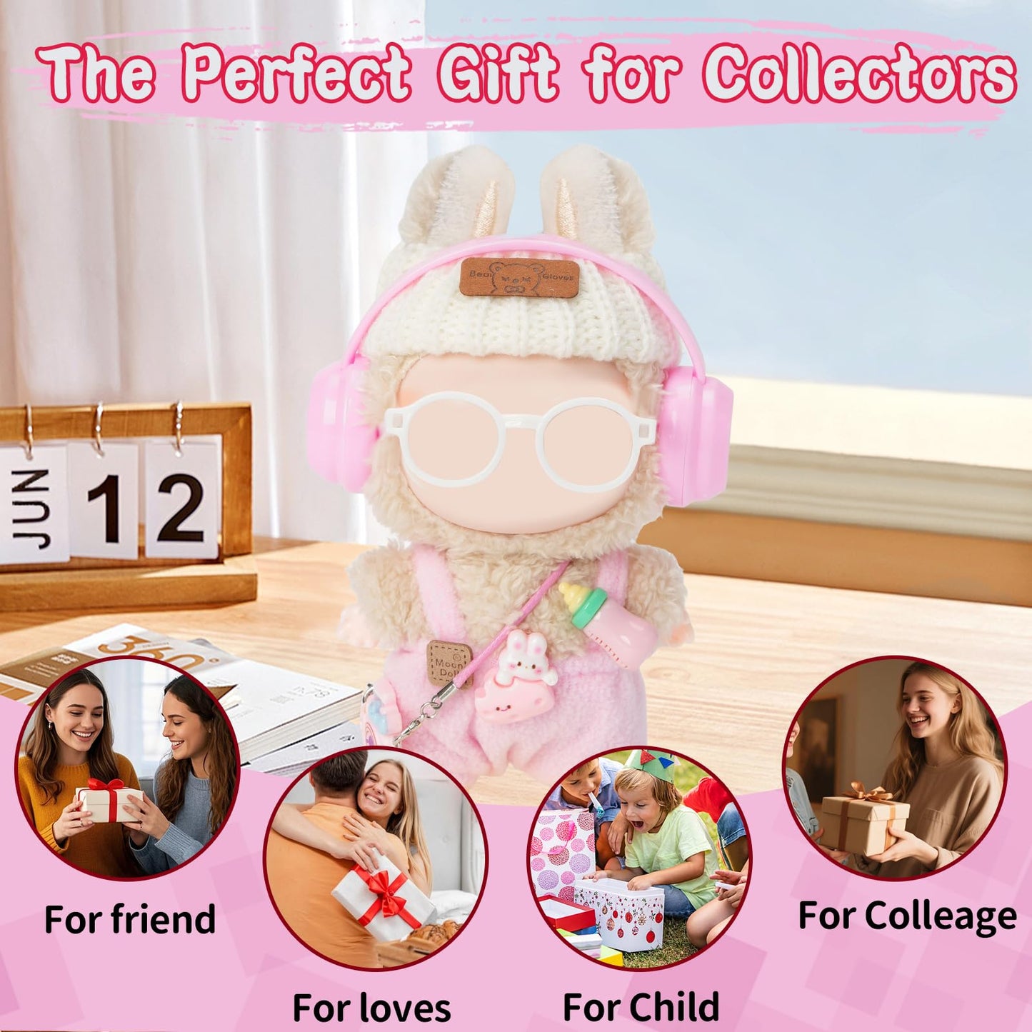8-Piece Set Dolls Clothes(NO Doll), 17cm Dolls Cute Outfit Accessories, Small Clothes Set for Doll, Gift for Women(Pink)