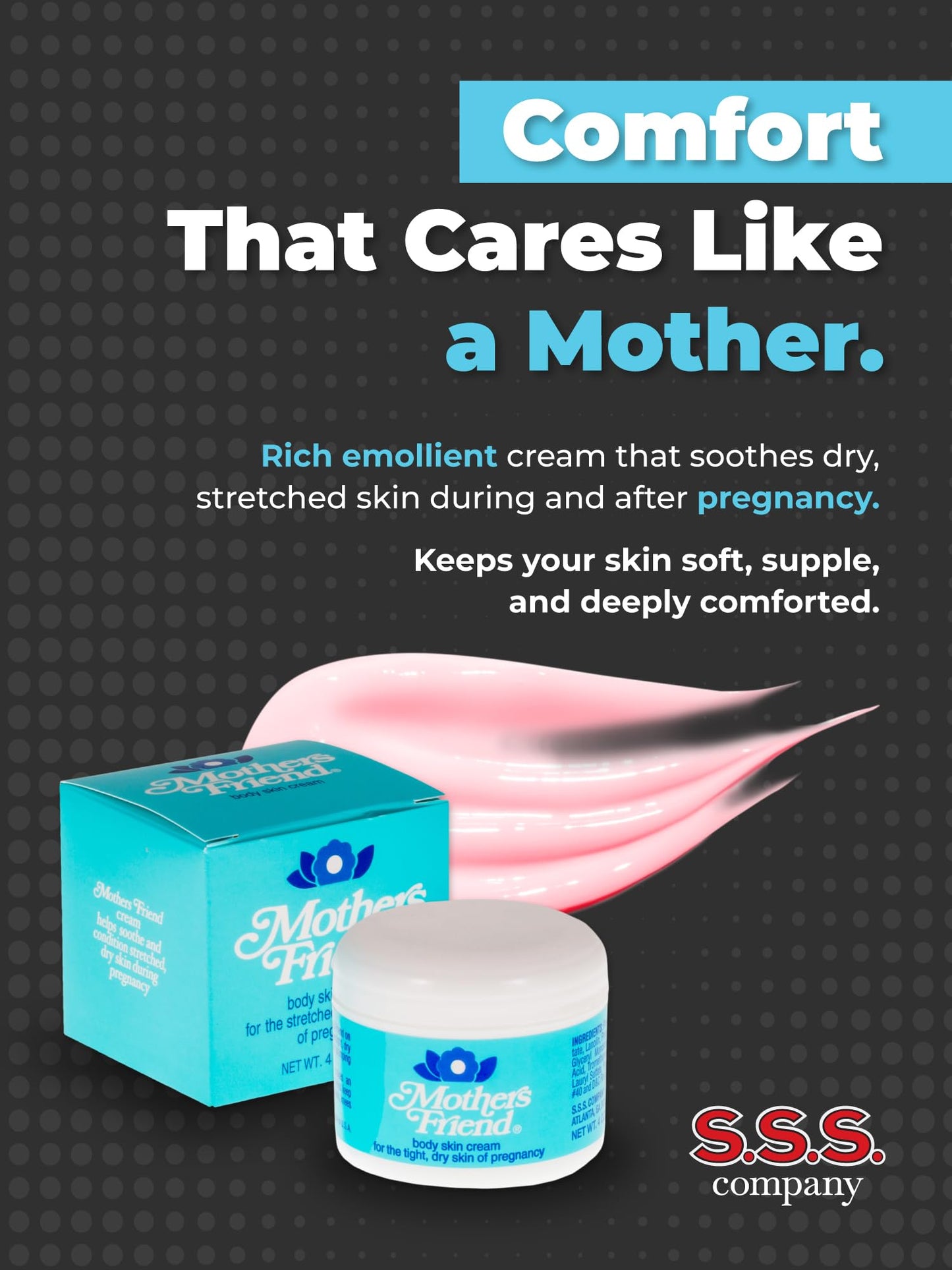 1 Pack of Mothers Friend Body and Skin Cream, for Stretched Tight and Dry Skin of Pregnancy