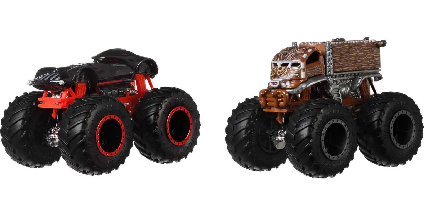 Hot Wheels Monster Trucks 2-Pack, Demolition Doubles Set of 2 Toy Vehicles in 1:64 Scale, for Kids & Collectors (Styles May Vary)