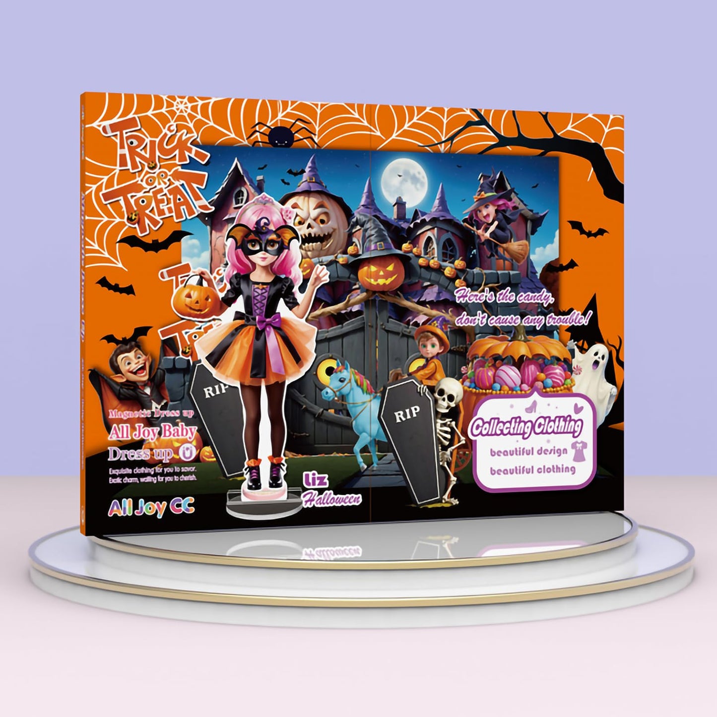 Halloween Magnetic Dress-Up Dolls for Kids β Witch & Pumpkin Fairy Costumes with 3D Haunted House Scene, Travel Toy Gift Ages 3-7