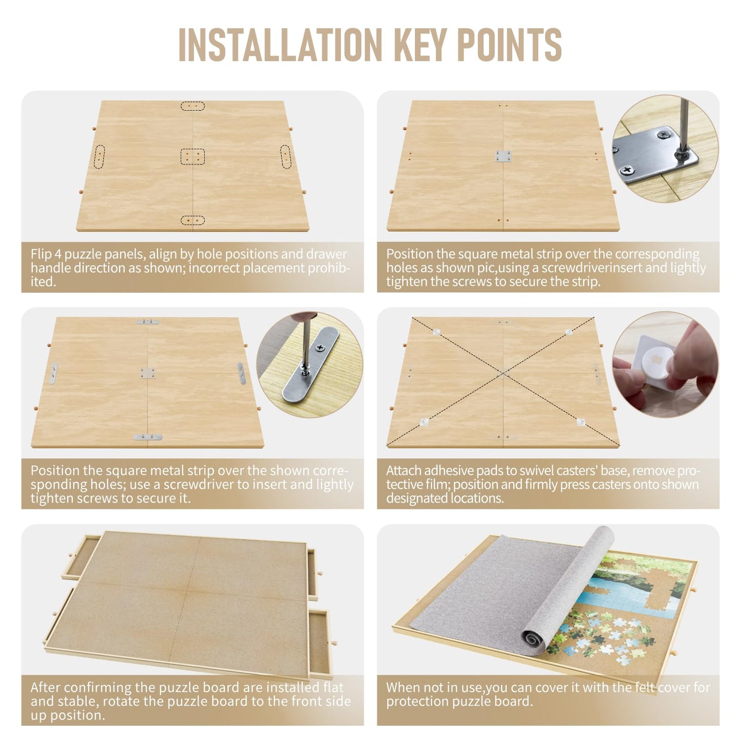 1500 Piece Rotating Puzzle Board, 25"x33" Jigsaw Puzzle Table with Drawer Storage and Puzzle Cover,Portable Puzzle Board for Adults