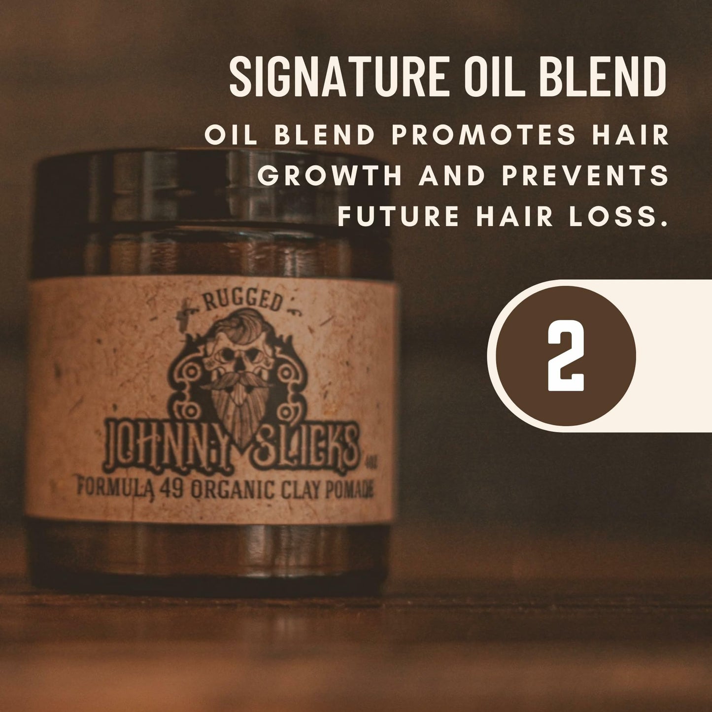 Johnny Slicks Formula 49 Clay Pomade – All Organic Hair Styling Clay for Men, Firm Hold & Matte Finish, Promotes Healthy Hair Growth, 2 oz Original