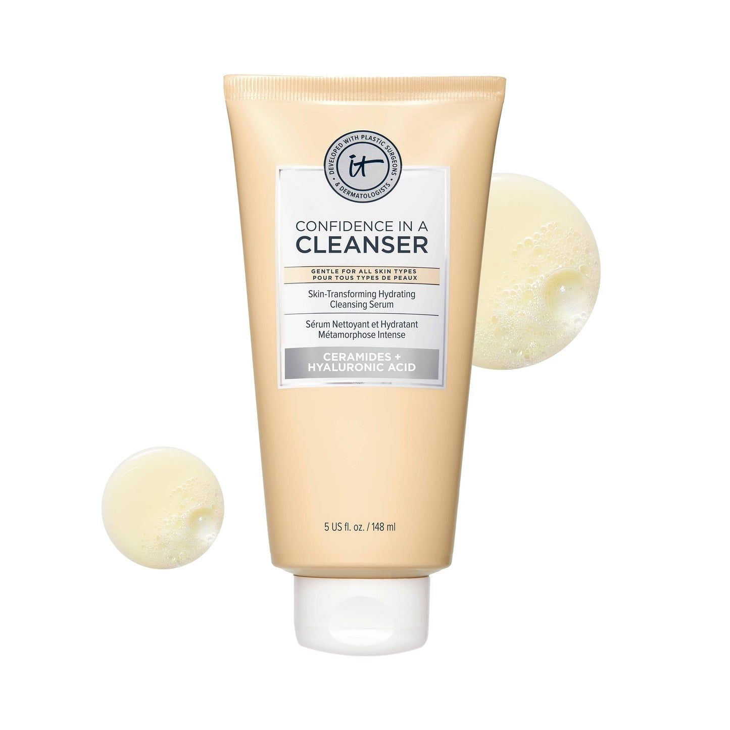IT Cosmetics Confidence in a Cleanser Foaming Face Wash - Hydrating, Makeup-Removing, Ceramides & Hyaluronic Acid, Sulfate-Free 5 fl oz