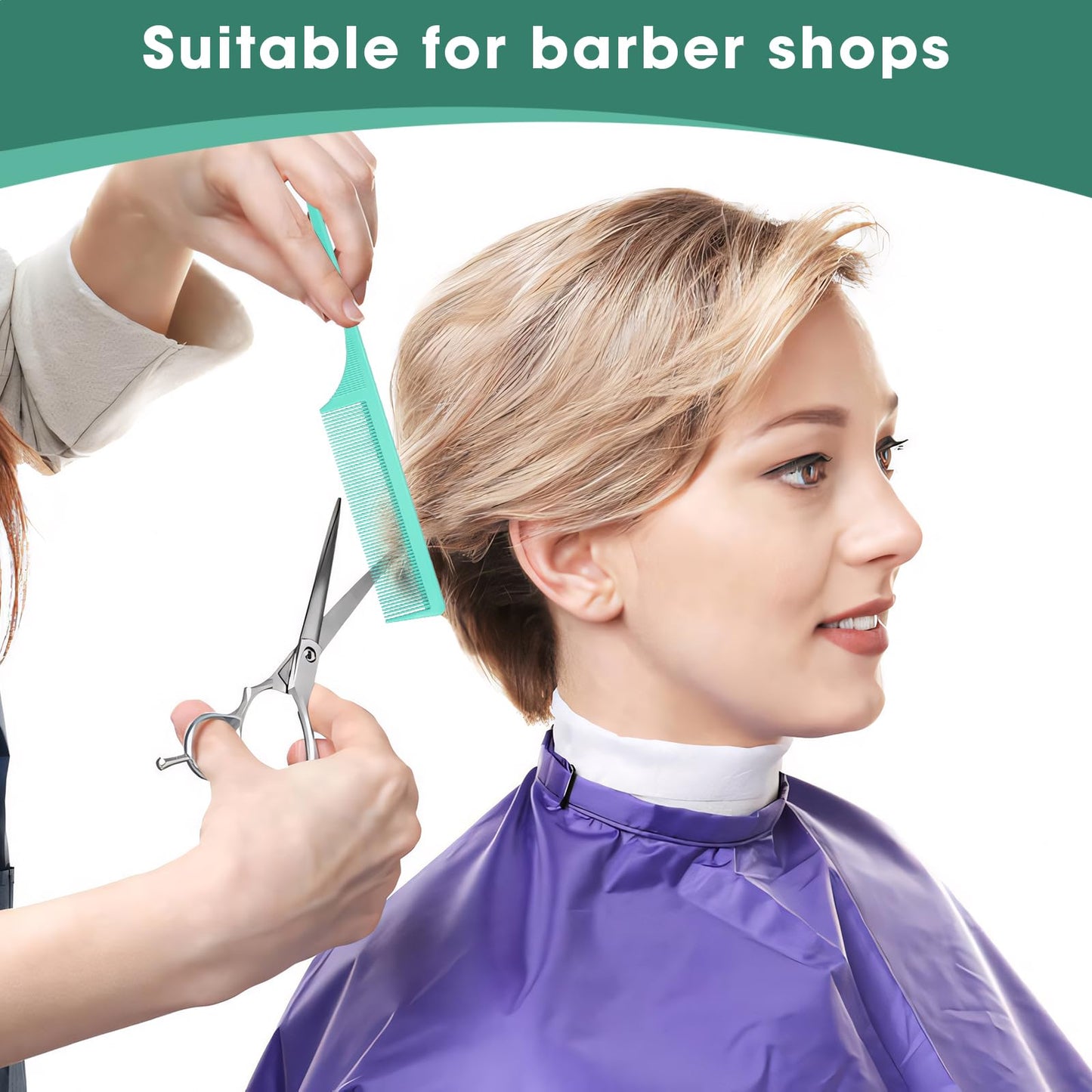 2Pcs Rat Tail Comb Parting Combs for Women, Fine Tooth Parting Tip Carbon Fiber Root Teasing Anti Static Hair Comb for Styling (Green,Black)