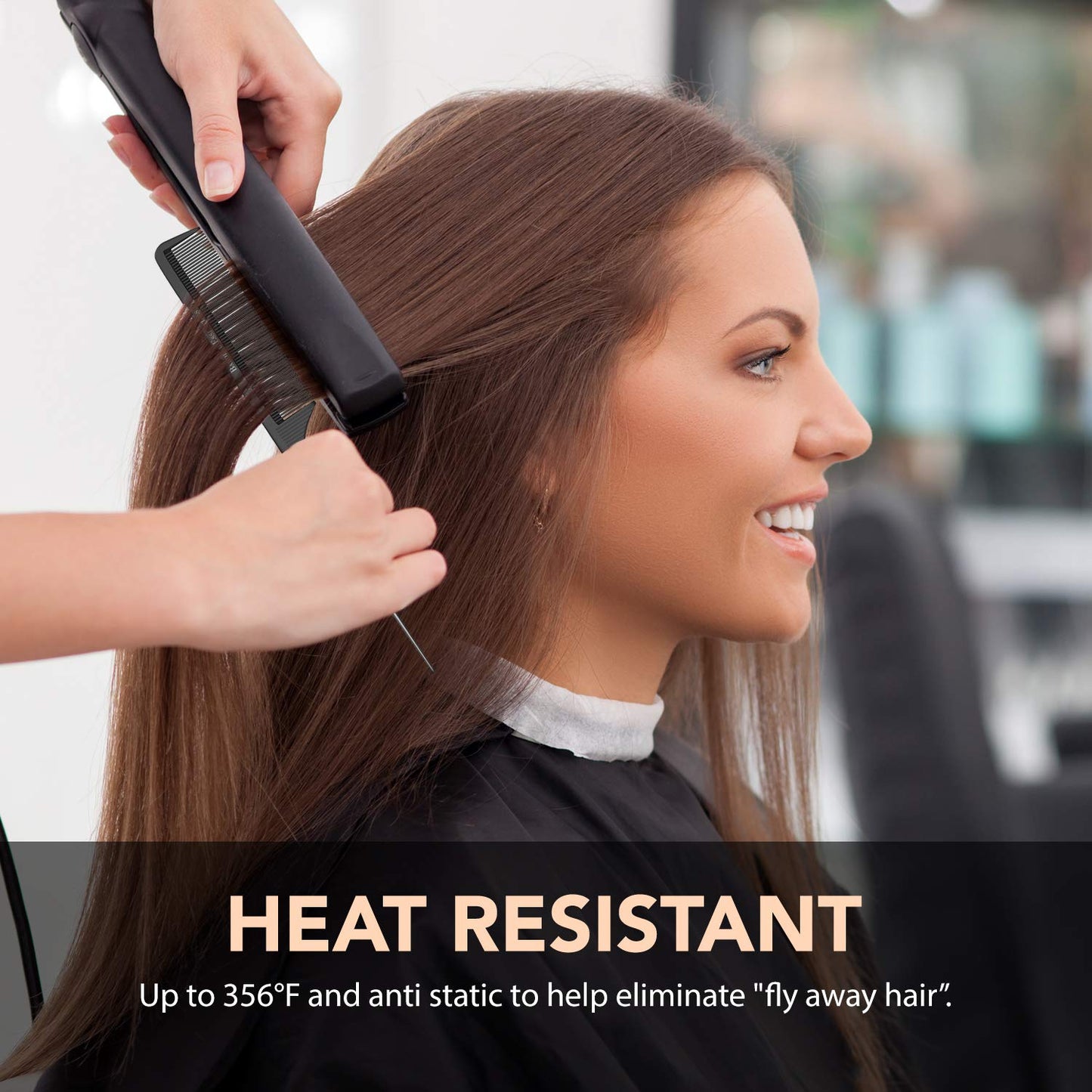 Professional 8.8” Tail Comb – Carbon Fiber & Stainless Steel Pintail – Anti-Static, Heat Resistant, Lightweight Teasing Comb for All Hair Types