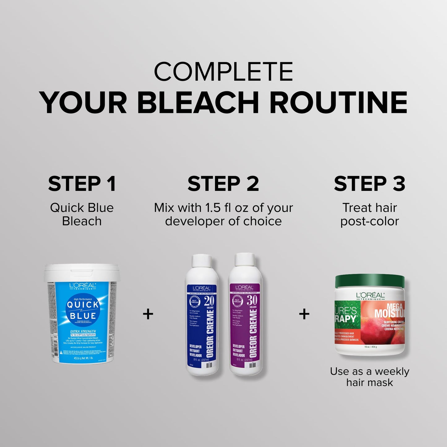 L'Oreal Quick Blue High Performance Hair Bleach Powder | Professional No-Drip Formula | Extra Strength Lightens Up to 7 Levels | 1 lb