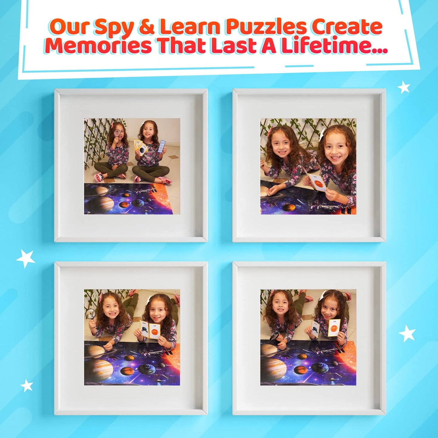 Solar System Spy Puzzle – 48-Piece Space Floor Puzzle with Flashcards & Magnifying Glass, Educational STEM Toy for Kids Ages 4-8, 2x3ft