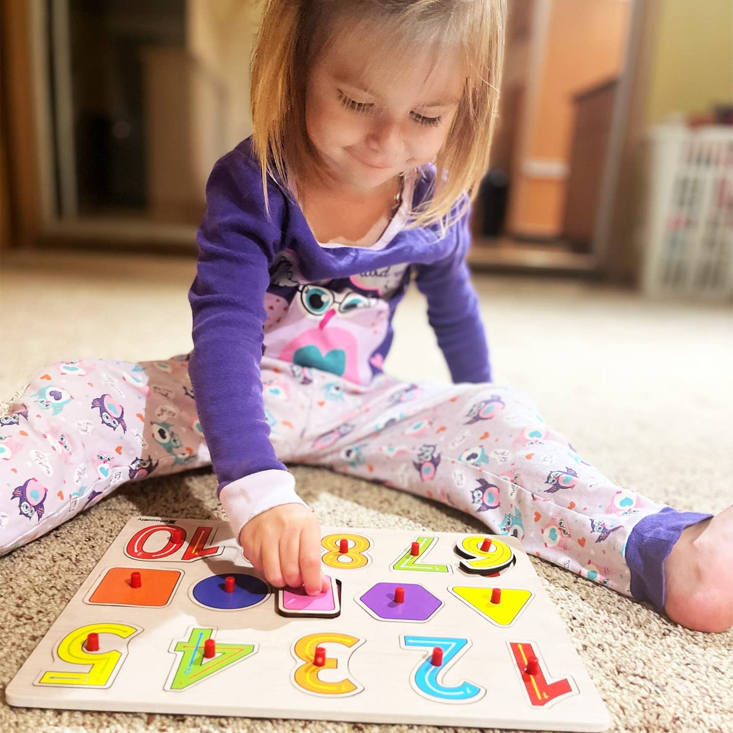 7-Pack Wooden Puzzles for Toddlers Ages 2-5 – Colorful Chunky Peg Puzzles with Alphabet, Numbers, Animals & Shapes, Educational Learning Toys