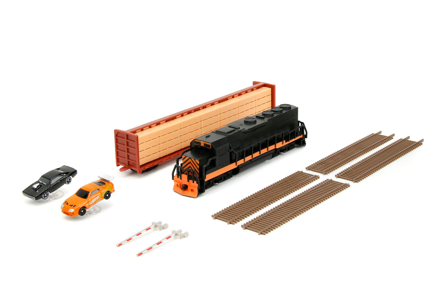 Fast & Furious Final Race Train Nano Scene & 2 1.65" Die-Cast Cars, Toys for Kids and Adults