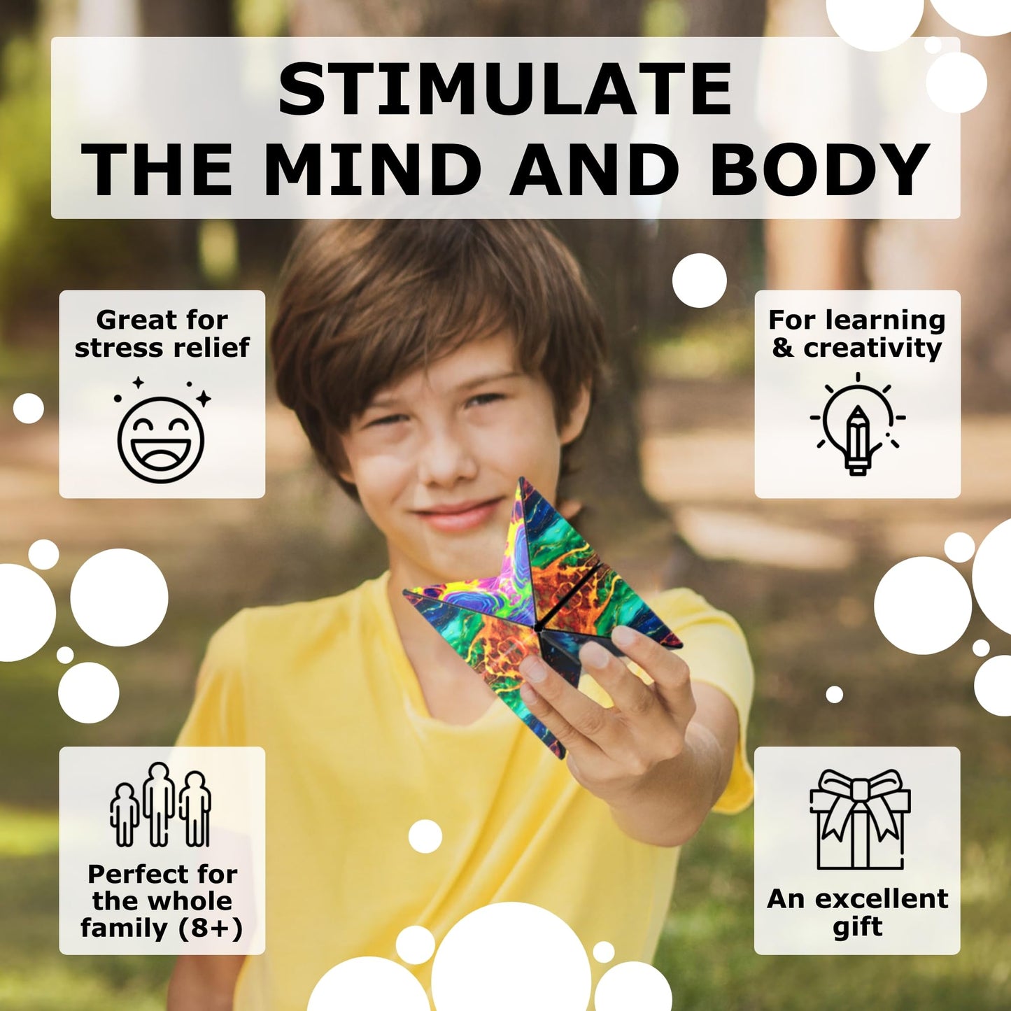 Shashibo OCTA Shape Shifting Fidget Toy – Magnetic STEM Brain Teaser for Kids 8-12, Teens & Adults, Endless Shapes, Compatible with All Cubes