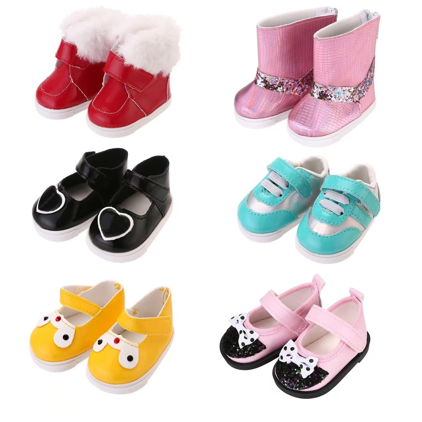 6 Pairs Doll Shoes Fits 18 Inch Dolls American Doll Accessories Different Doll Styles Dress up