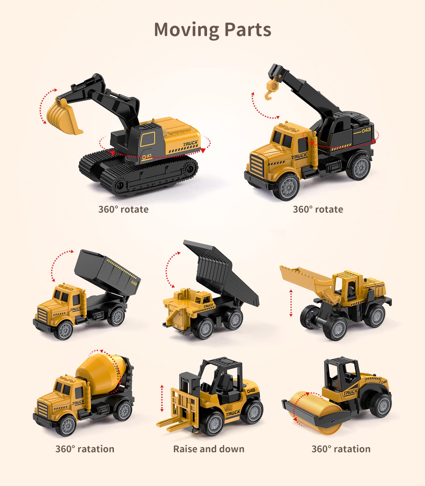 Mini Die-Cast Construction Truck Toys for Kids Ages 3-8 – Dump Truck, Excavator & More with Stickers for Outdoor & Sandbox Play